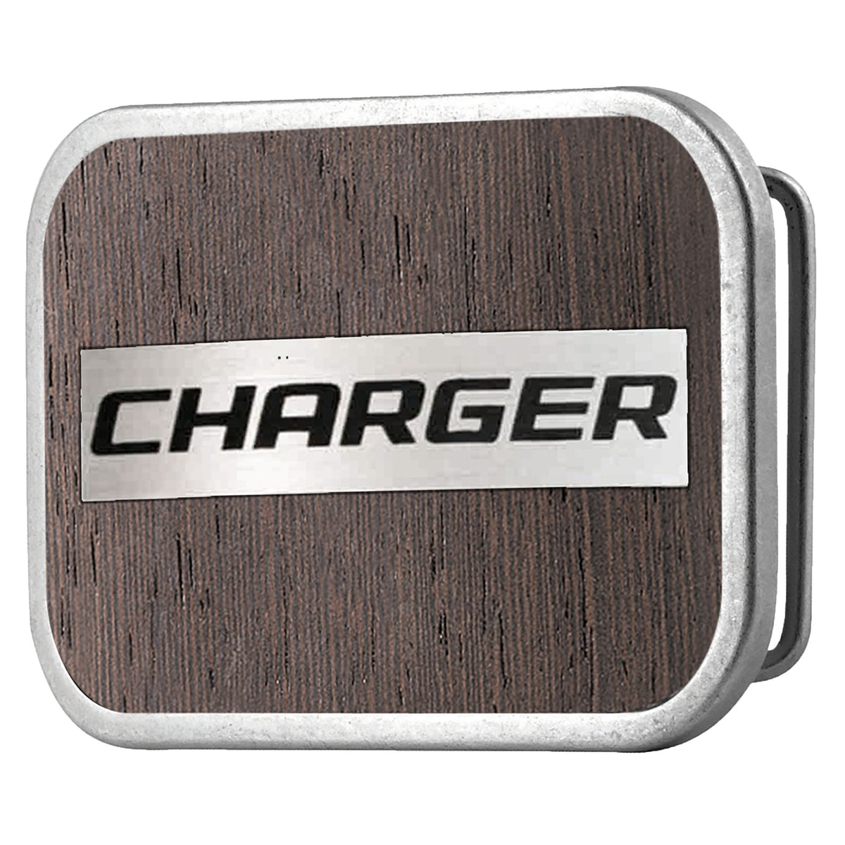 CHARGER Framed Marquetry Black Walnut/Metal - Matte Rock Star Buckle Belt Buckles Dodge