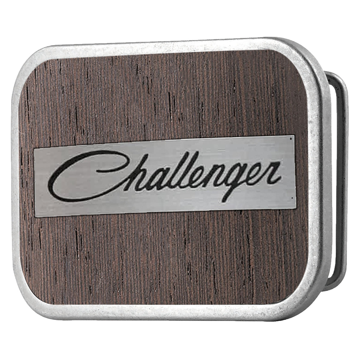CHALLENGER Script Framed Marquetry Black Walnut/Metal - Matte Rock Star Buckle Belt Buckles Dodge