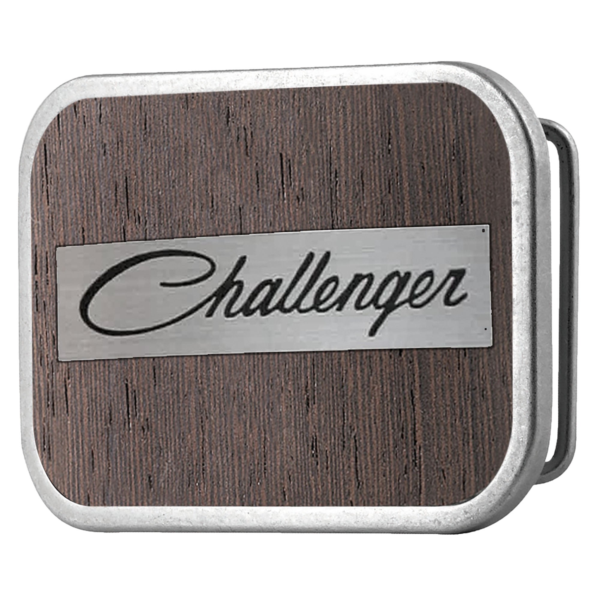 CHALLENGER Script Framed Marquetry Black Walnut/Metal - Matte Rock Star Buckle Belt Buckles Dodge