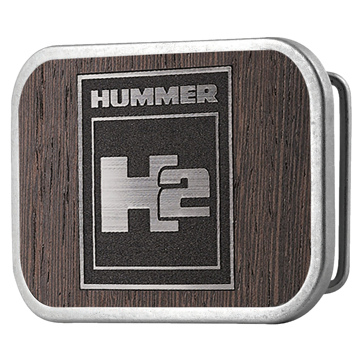 H2 Framed Marquetry Black Walnut/Metal - Matte Rock Star Buckle Belt Buckles GM General Motors