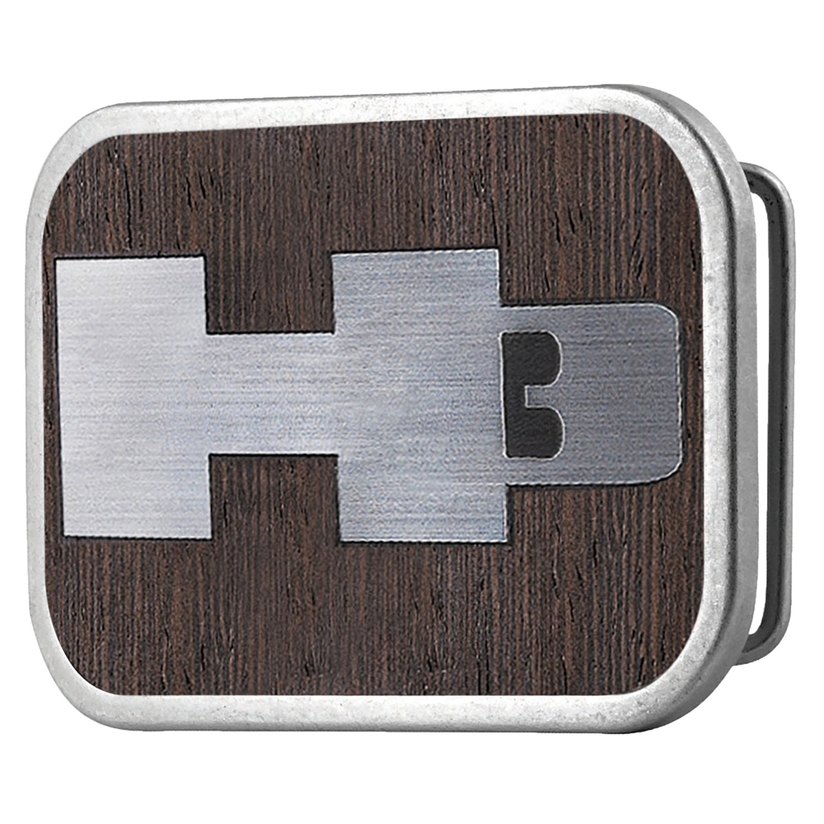H3 Framed Marquetry Black Walnut/Metal - Matte Rock Star Buckle Belt Buckles GM General Motors
