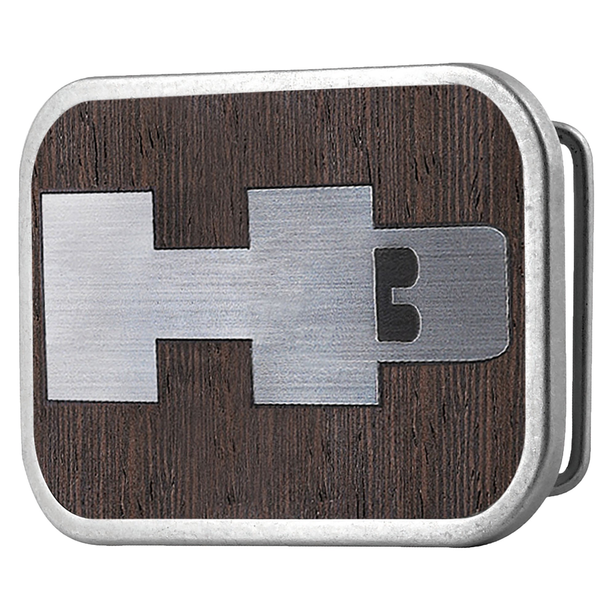 H3 Framed Marquetry Black Walnut/Metal - Matte Rock Star Buckle Belt Buckles GM General Motors