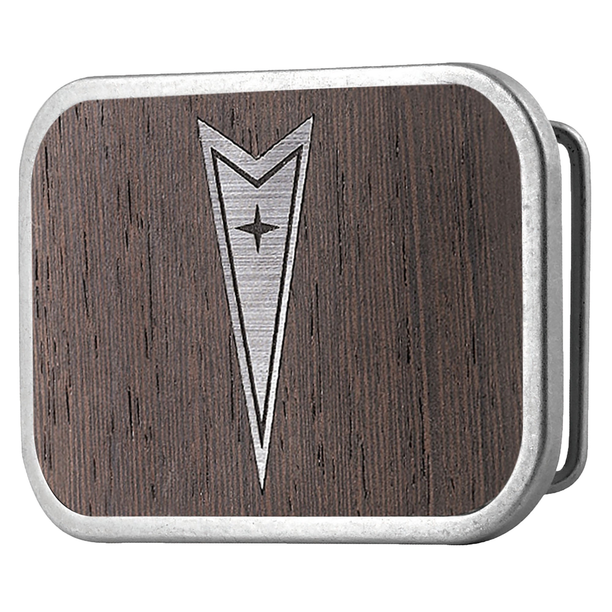 Pontiac Framed Marquetry Black Walnut/Metal - Matte Rock Star Buckle Belt Buckles GM General Motors