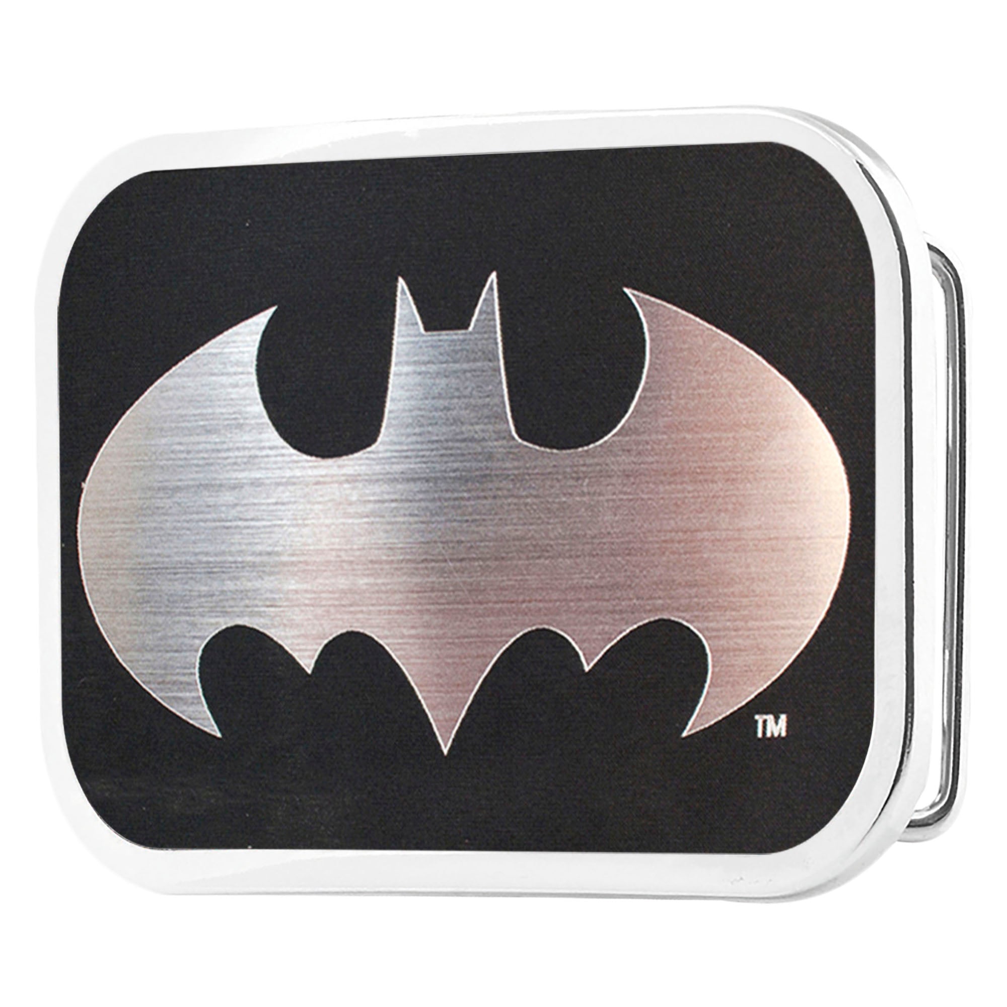 Batman Framed Reverse Brushed Silver - Chrome Rock Star Buckle Belt Buckles DC Comics