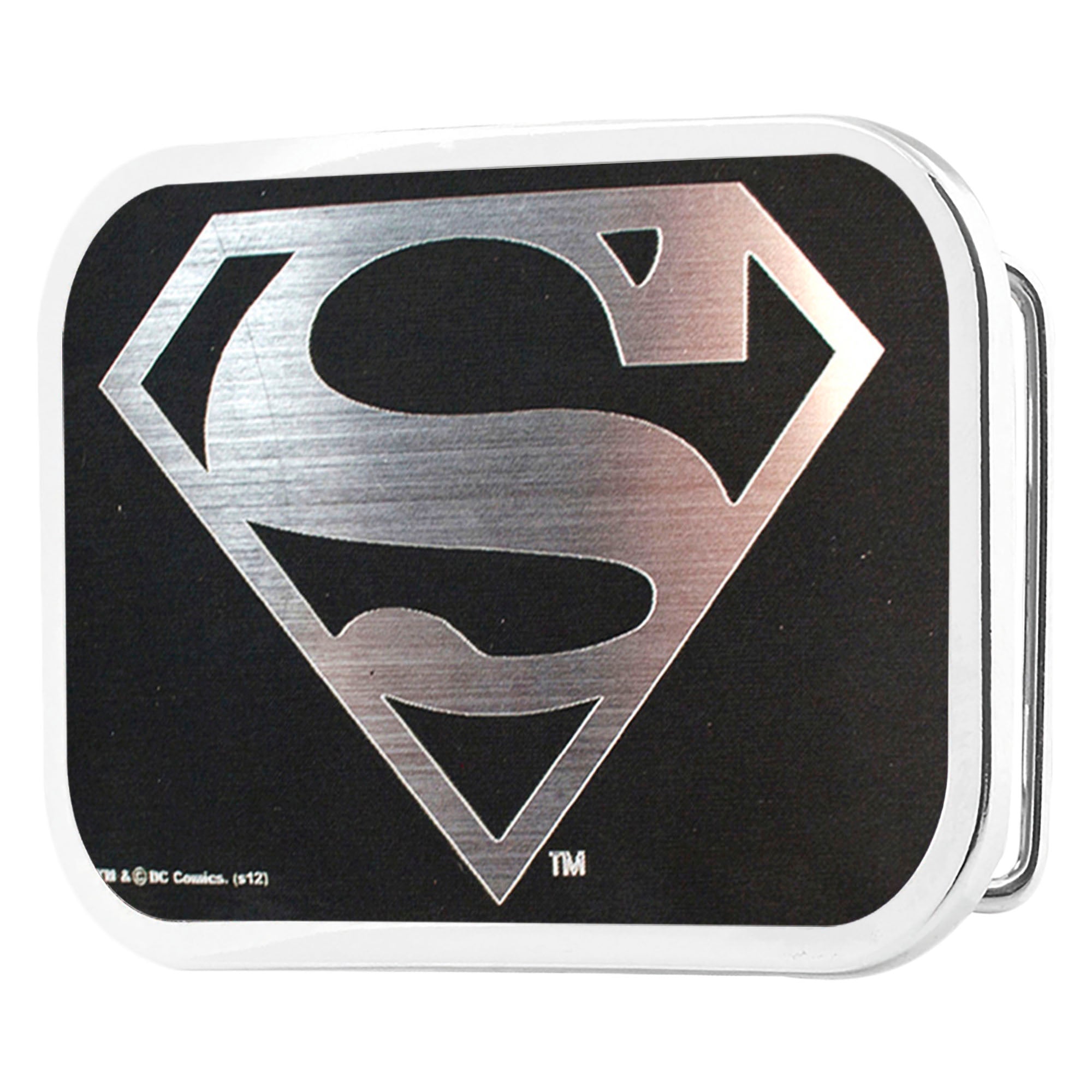 Superman Framed Reverse Brushed Silver - Chrome Rock Star Buckle Belt Buckles DC Comics