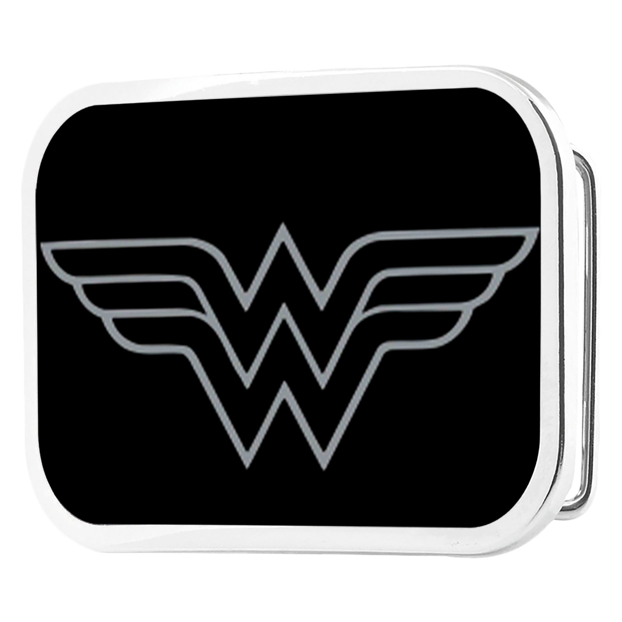 Wonder Woman Logo Framed Reverse Brushed - Chrome Rock Star Buckle Belt Buckles DC Comics