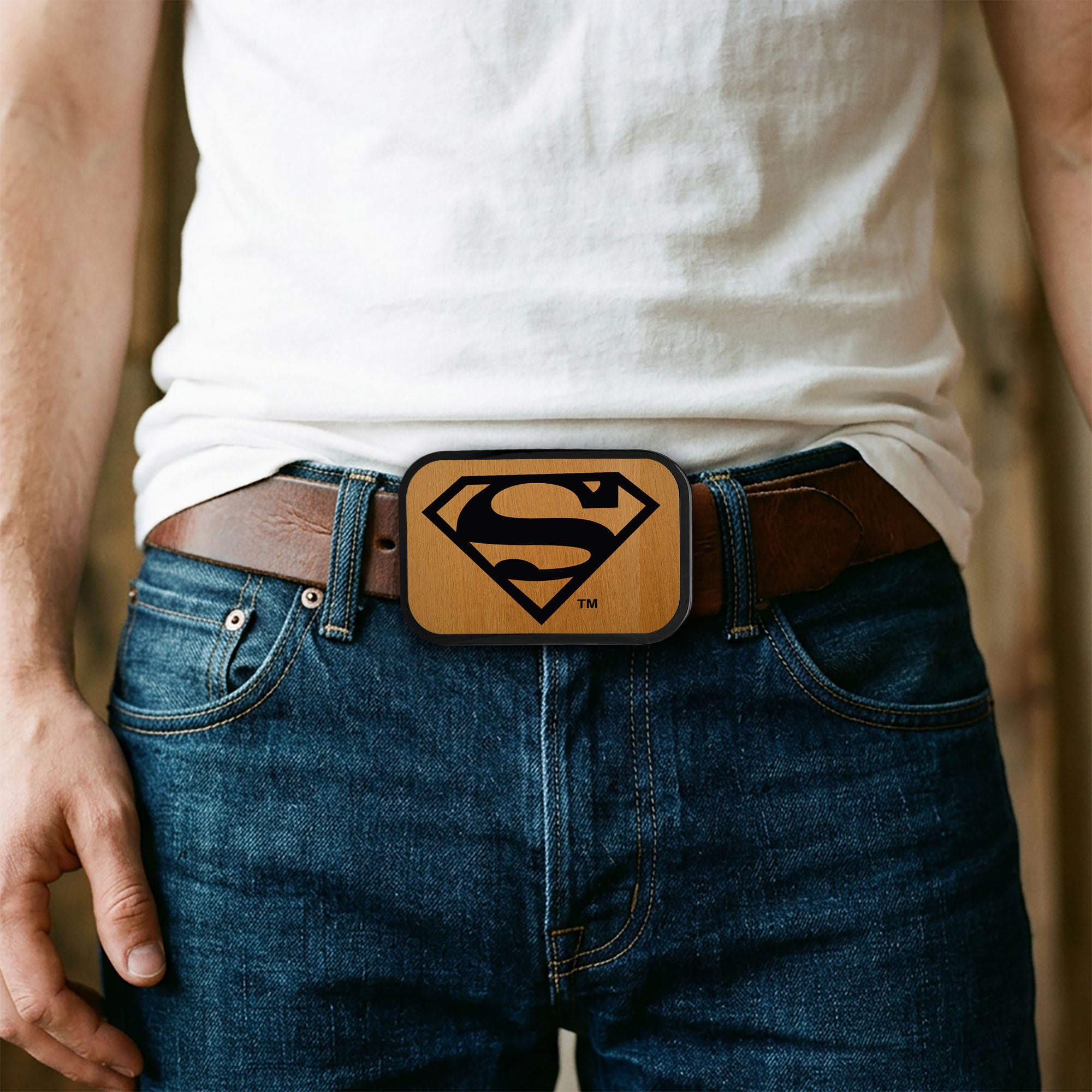 Superman Logo Reversed GW Black - Matte Rock Star Buckle