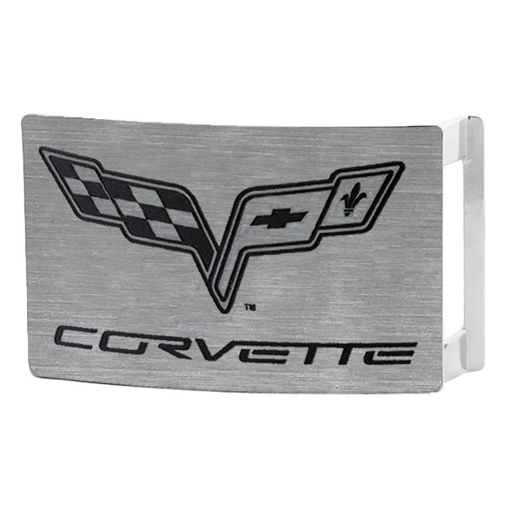 C6 Rock Star Buckle - Brushed Silver/Black Belt Buckles GM General Motors