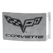 C6 Rock Star Buckle - Brushed Silver/Black Belt Buckles GM General Motors