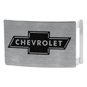 Chevy Bowtie Rock Star Buckle - Brushed Silver/Black Belt Buckles GM General Motors