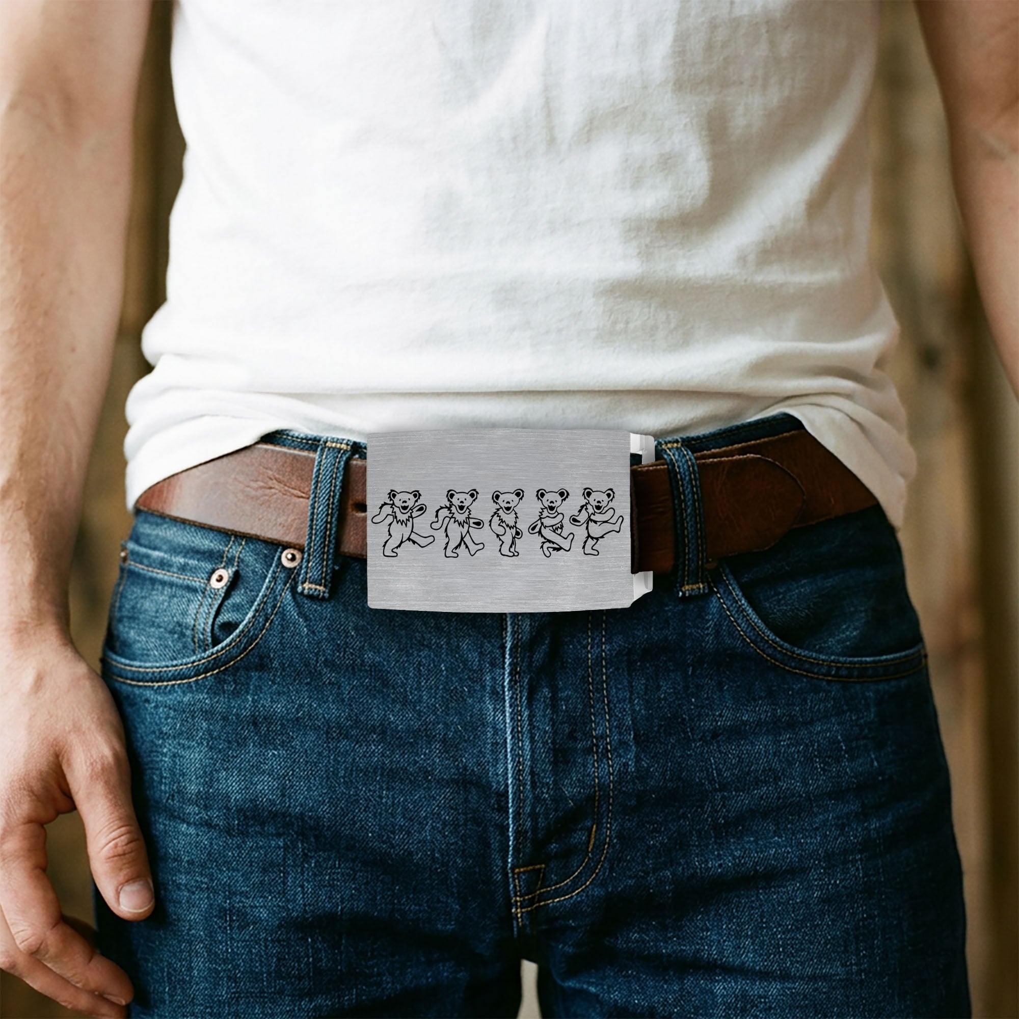 Dancing Bears Rock Star Buckle - Brushed Silver