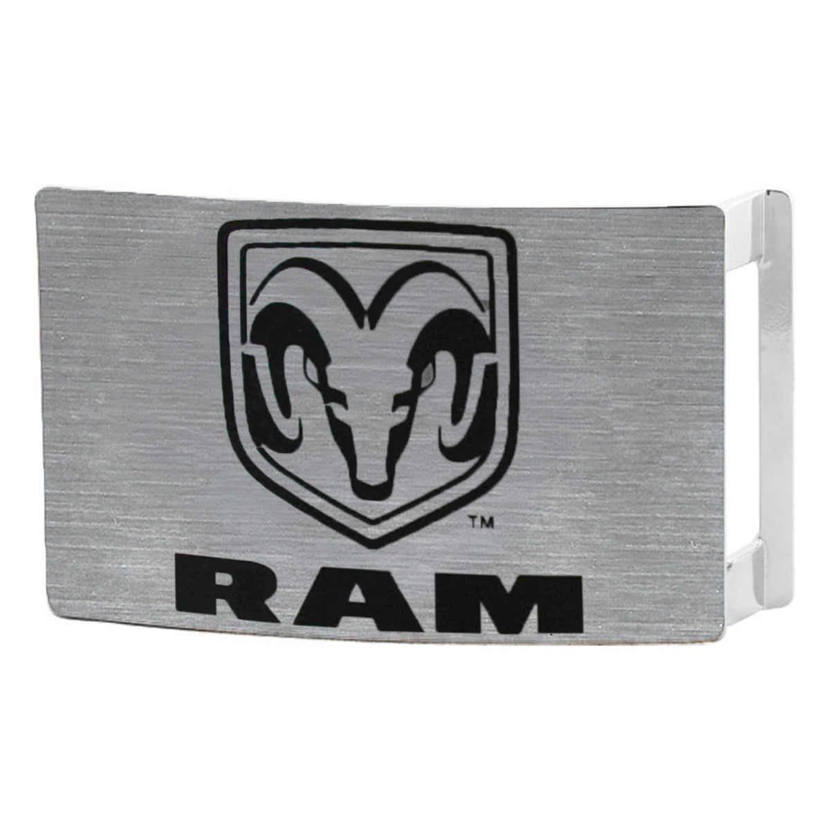 Ram Rock Star Buckle - Brushed Silver Black Belt Buckles Ram