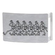 Dancing Skeletons Rock Star Buckle - Brushed Silver Belt Buckles Grateful Dead