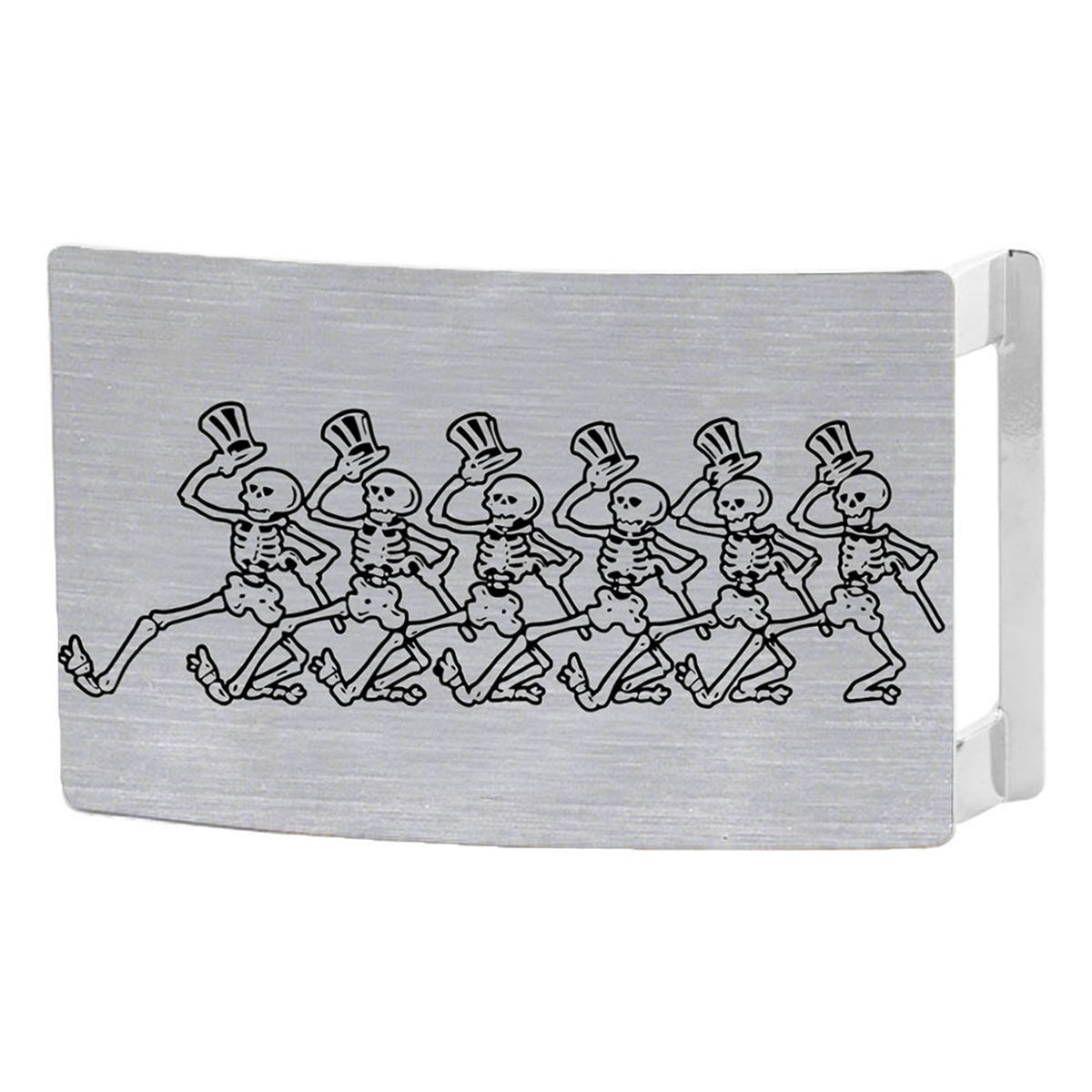 Dancing Skeletons Rock Star Buckle - Brushed Silver Belt Buckles Grateful Dead