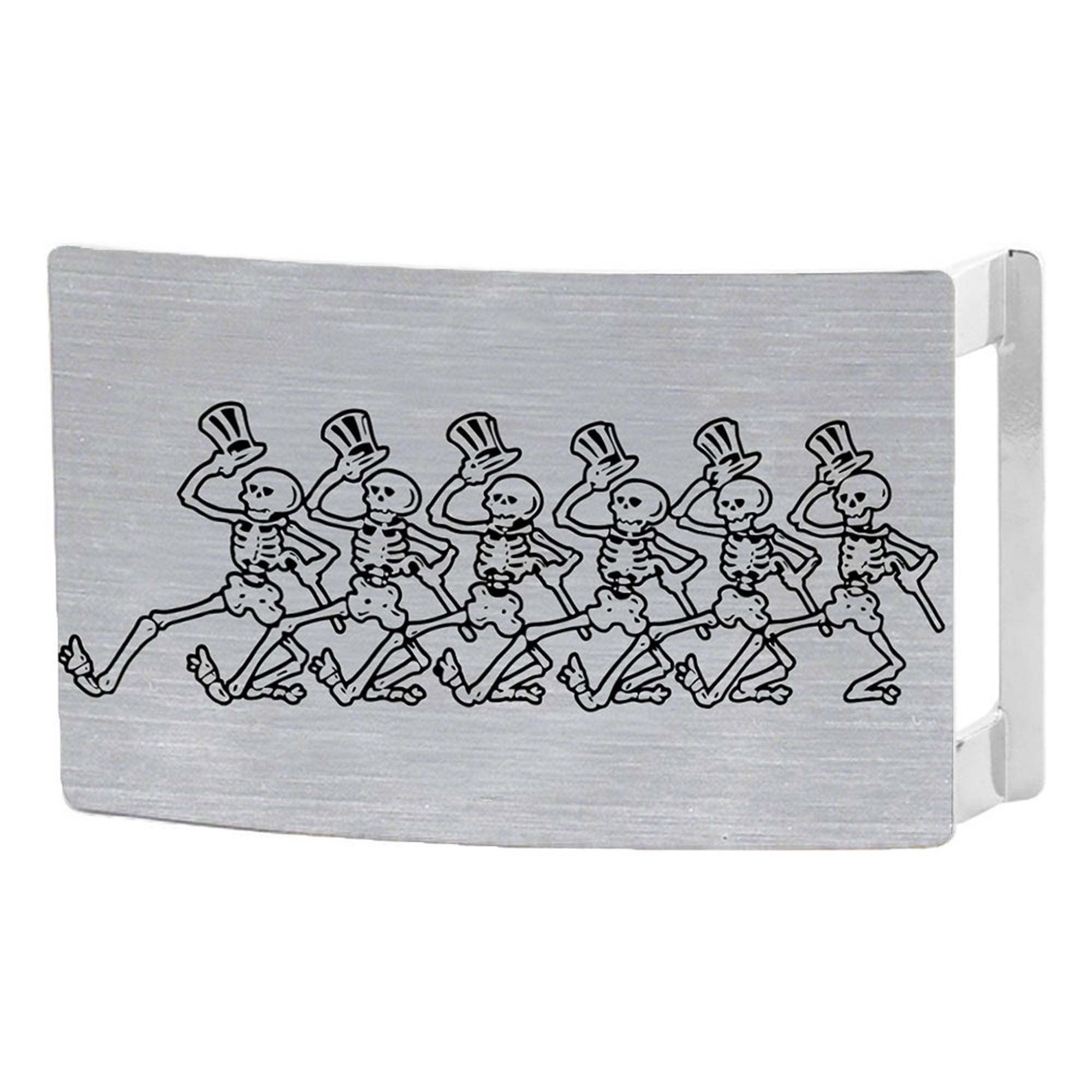 Dancing Skeletons Rock Star Buckle - Brushed Silver