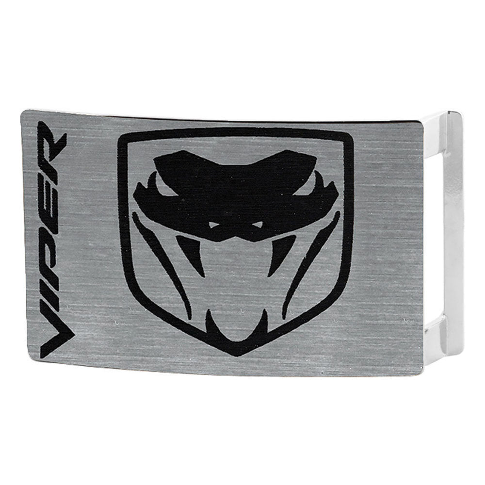 Dodge Viper Rock Star Buckle - Brushed Silver Black Belt Buckles Dodge