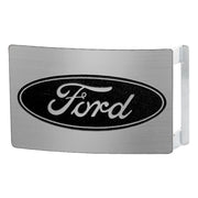 Ford Oval Rock Star Buckle - Brushed Silver/Black Belt Buckles Ford