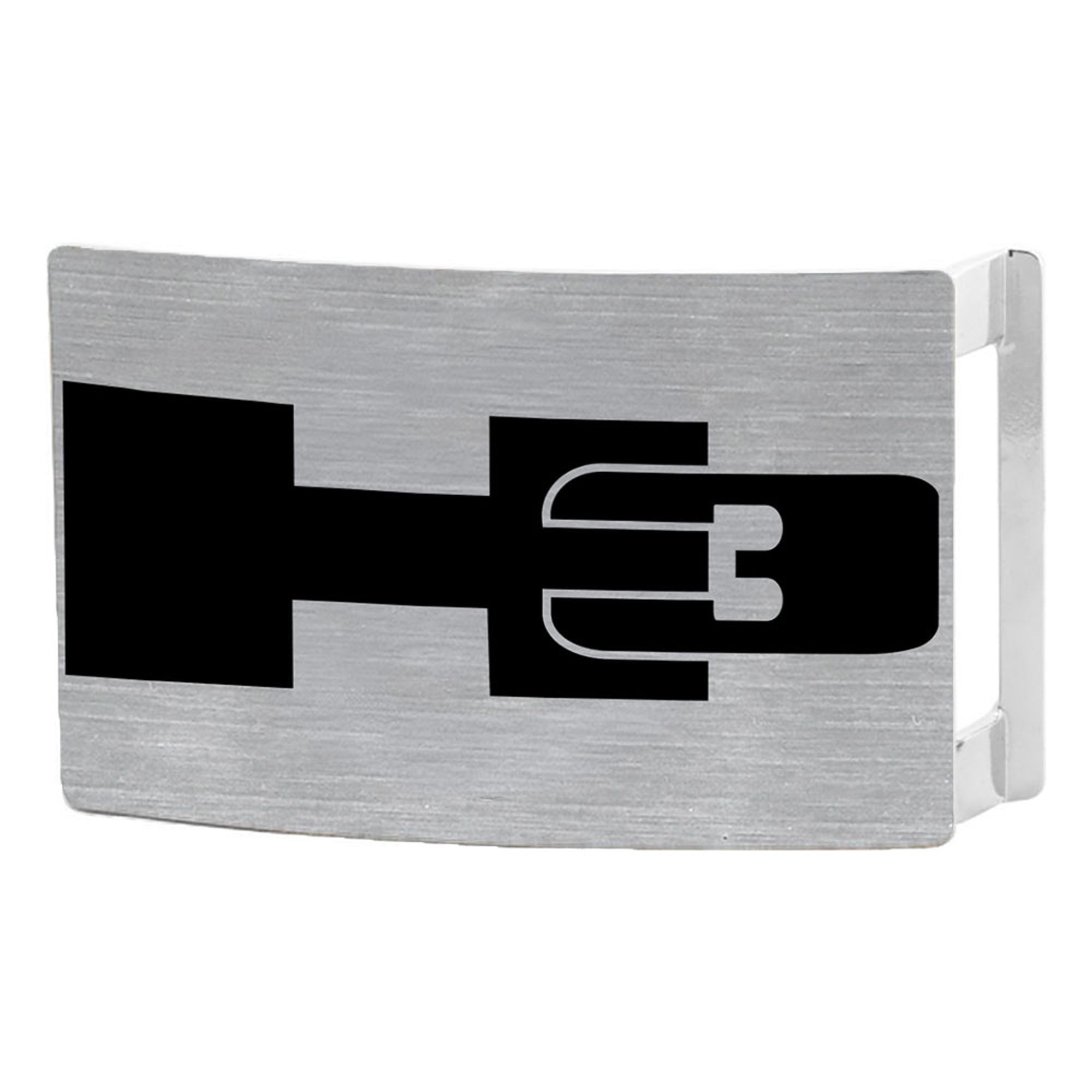 H3 Rock Star Buckle - Brushed Silver/Black Belt Buckles GM General Motors