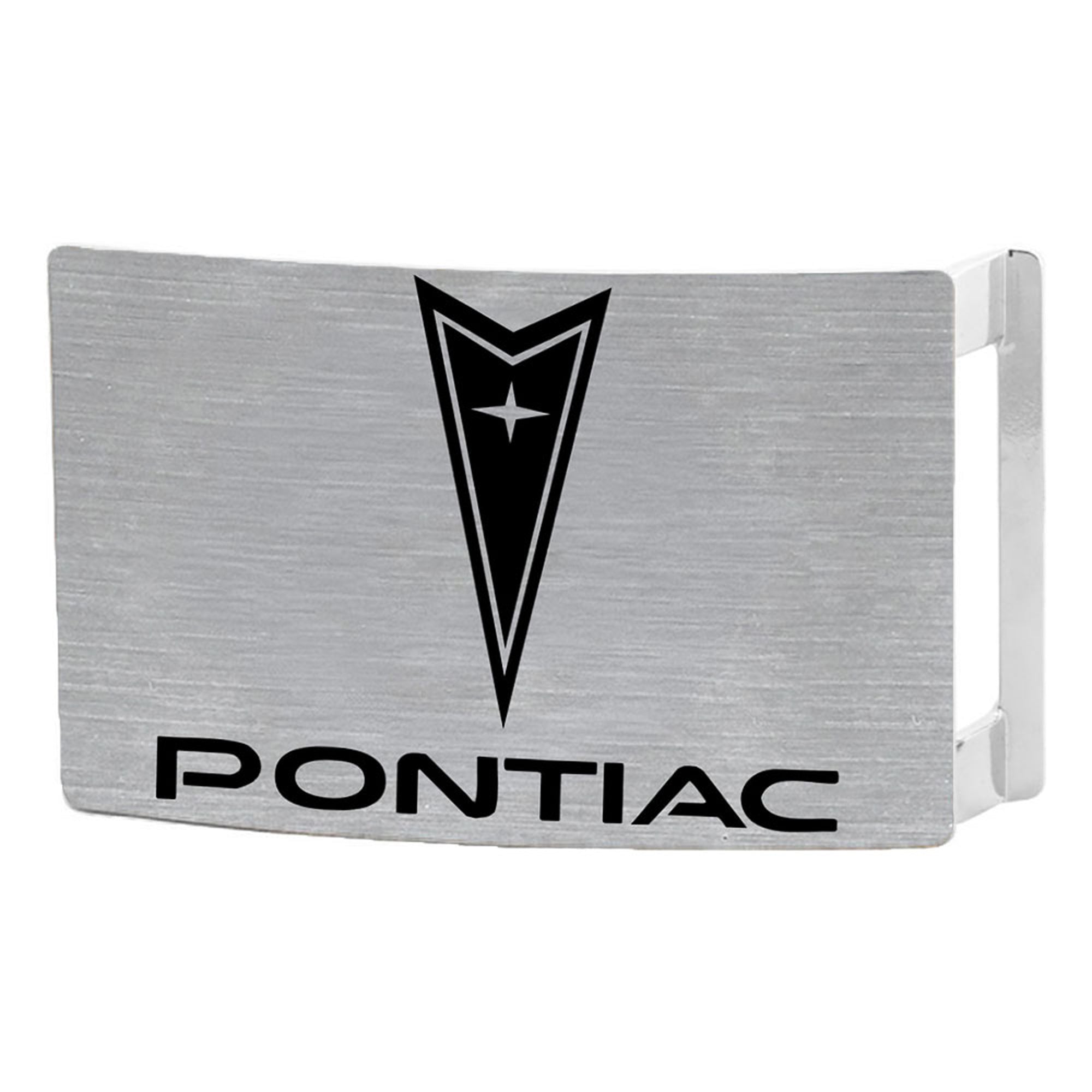Pontiac Rock Star Buckle - Brushed Silver/Black Belt Buckles GM General Motors