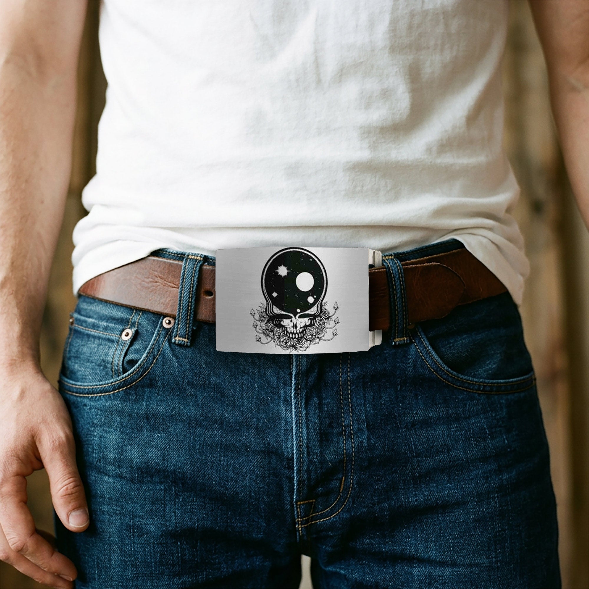 Space Your Face Rock Star Buckle - Brushed Silver