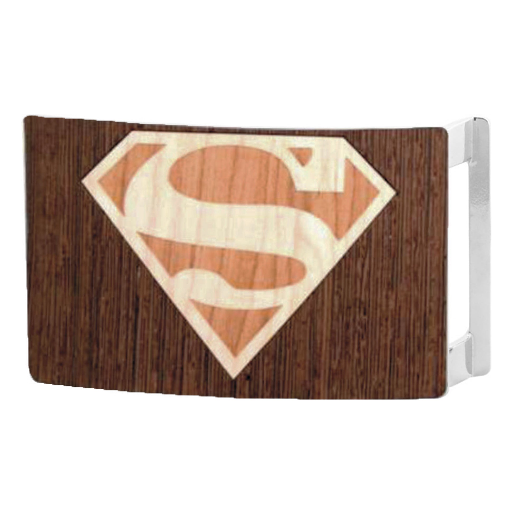 Superman Rock Star Buckle - Marquetry Black Walnut/Maple Belt Buckles DC Comics