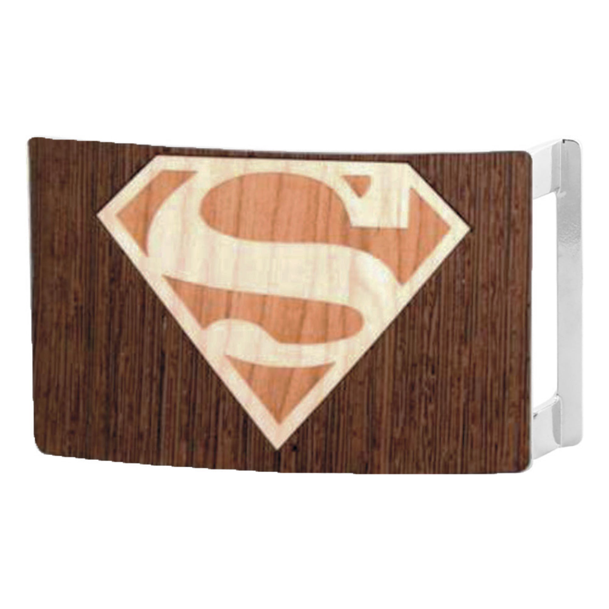 Superman Rock Star Buckle - Marquetry Black Walnut/Maple Belt Buckles DC Comics