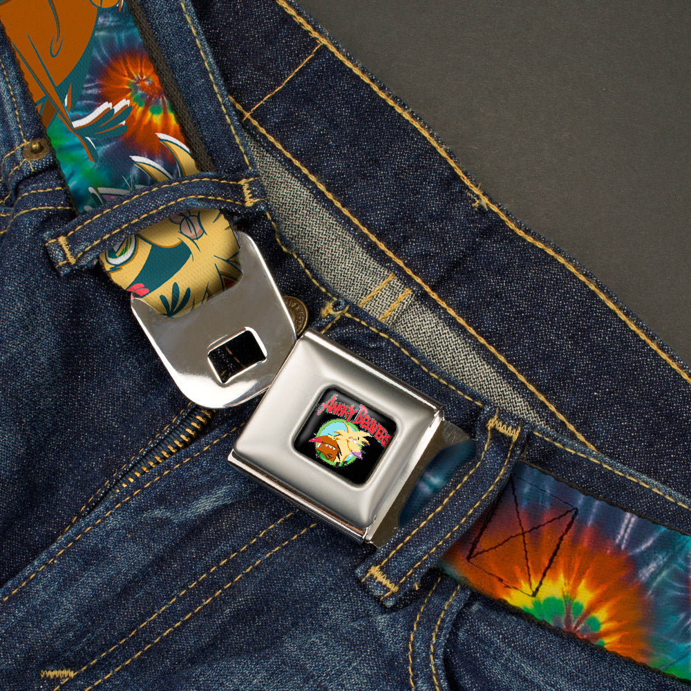 Angry Beavers Logo Full Color Black Seatbelt Belt - Daggett & Norbert Poses2 Tie Dye Webbing Seatbelt Belts Angry Beavers