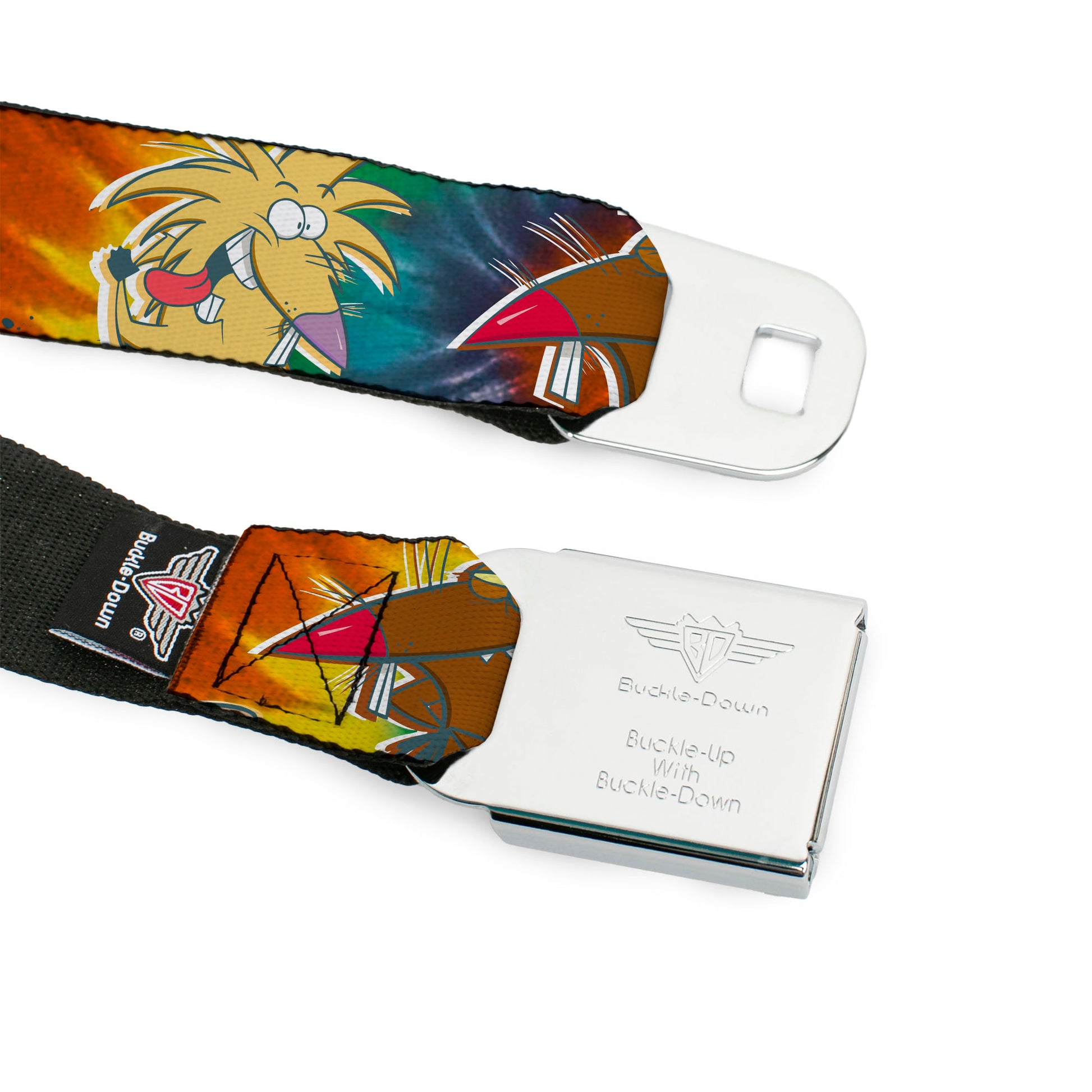 Angry Beavers Logo Full Color Black Seatbelt Belt - Daggett & Norbert Poses2 Tie Dye Webbing Seatbelt Belts Angry Beavers
