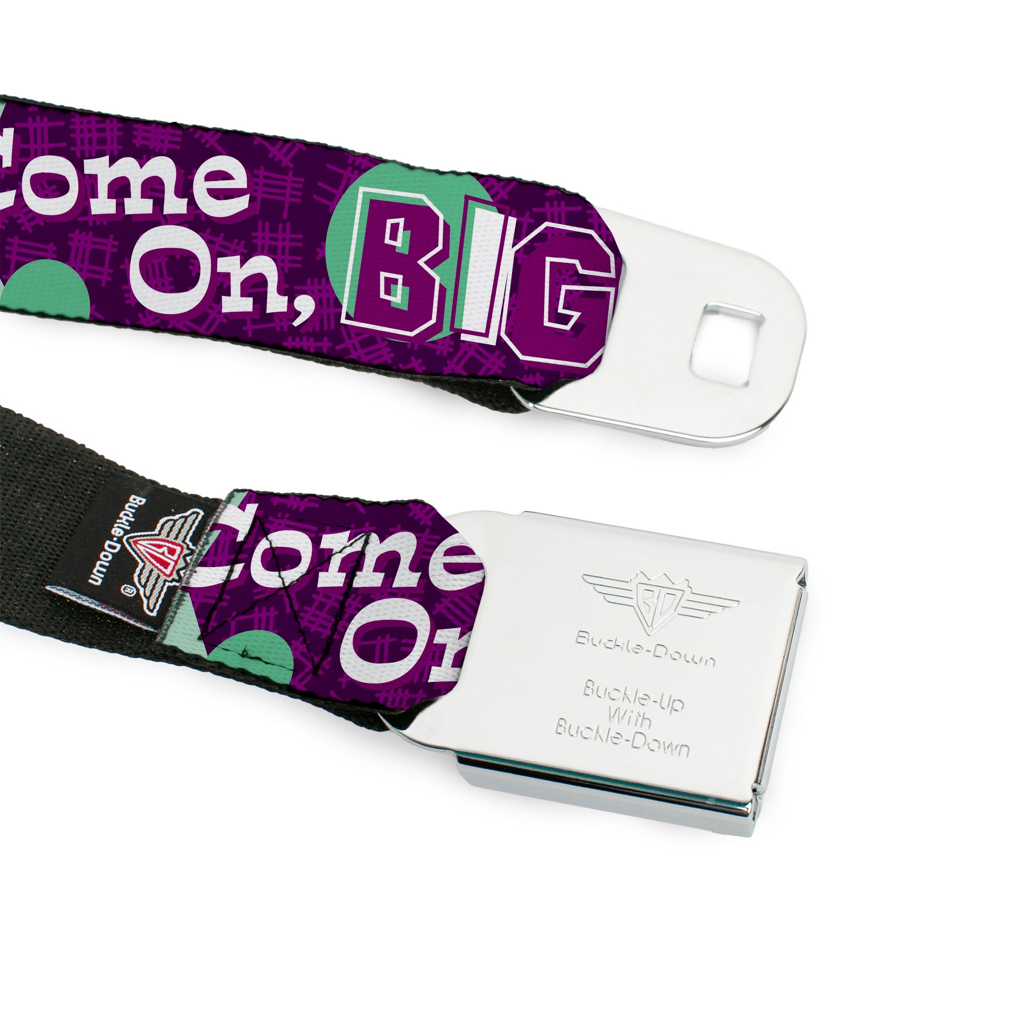 Angry Beavers Logo Full Color Black Seatbelt Belt - Norbert Hugging Daggett COME ON, BRO HUG Purples/Teal/White Webbing Seatbelt Belts Angry Beavers