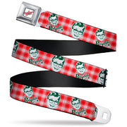 A CHRISTMAS STORY Wreath Logo Full Color White Seatbelt Belt - A Christmas Story RALPHIE Smiling Face Plaid Red/White/Green Webbing Seatbelt Belts A Christmas Story