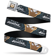 Avatar the Last Airbender Aang Face Close-Up Full Color Seatbelt Belt - AVATAR THE LAST AIRBENDER Aang Face Close-Up and Title Logo Blues/White Webbing Seatbelt Belts Avatar The Last Airbender