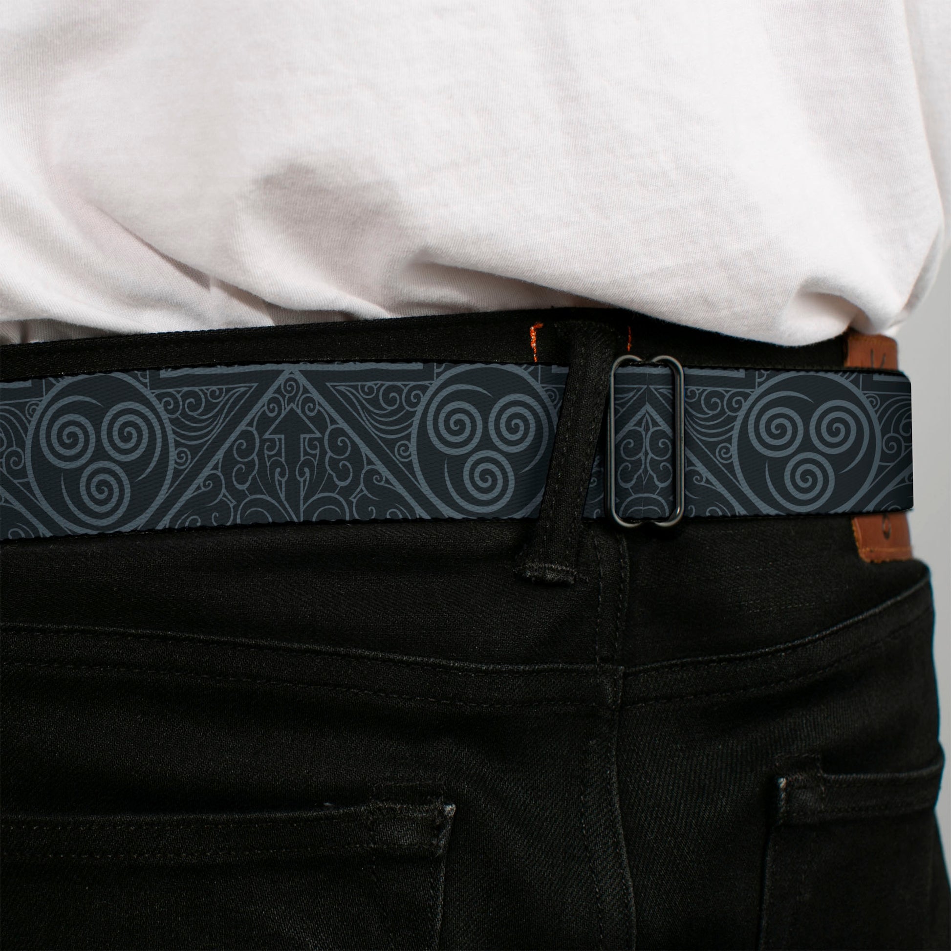 AVATAR LAST AIRBENDER Title Logo Full Color Black/White Seatbelt Belt - Avatar Last Airbender Air Element Symbol Blues Webbing Seatbelt Belts Avatar The Last Airbender