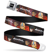 AVATAR LAST AIRBENDER Title Logo Full Color Black/White Seatbelt Belt - AVATAR THE LAST AIRBENDER Katara Aang Zuko Group Pose Webbing Seatbelt Belts Avatar The Last Airbender