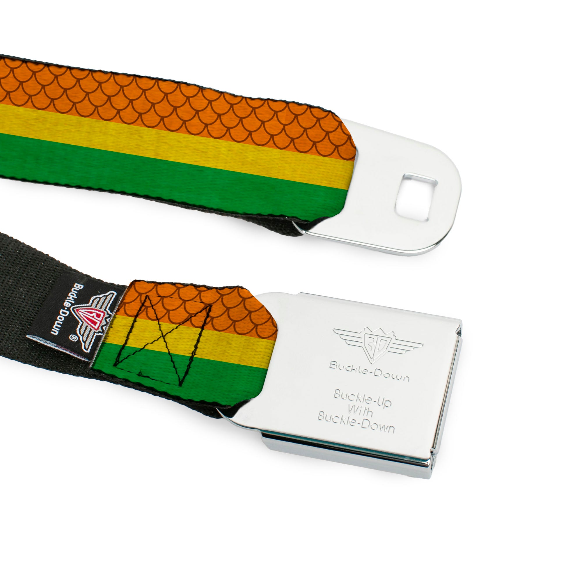 Aquaman Logo Full Color Black Yellow Seatbelt Belt - Aquaman Rasta Webbing Seatbelt Belts DC Comics