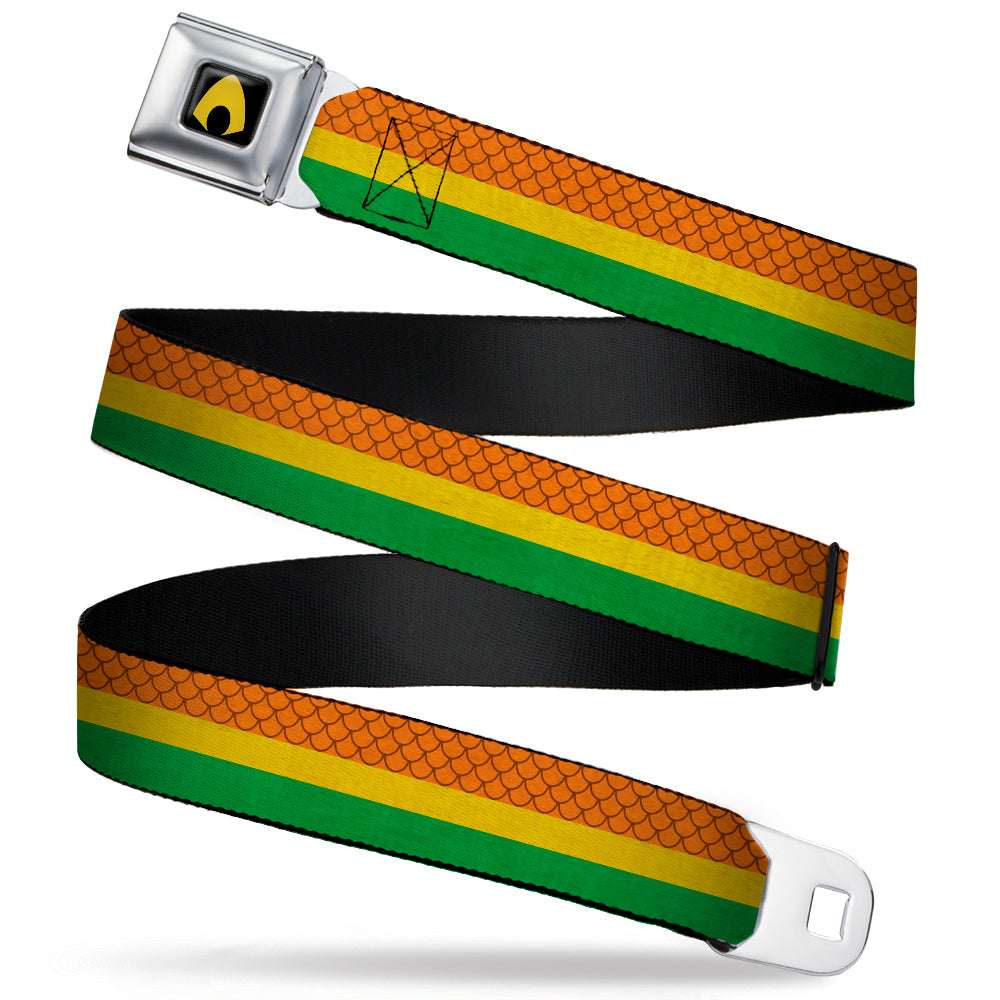 Aquaman Logo Full Color Black Yellow Seatbelt Belt - Aquaman Rasta Webbing Seatbelt Belts DC Comics