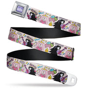 ADVENTURE TIME Title Logo Full Color Lavender/White Seatbelt Belt - Adventure Time Marceline and Princess Bubblegum Collage Pink Webbing Seatbelt Belts Adventure Time
