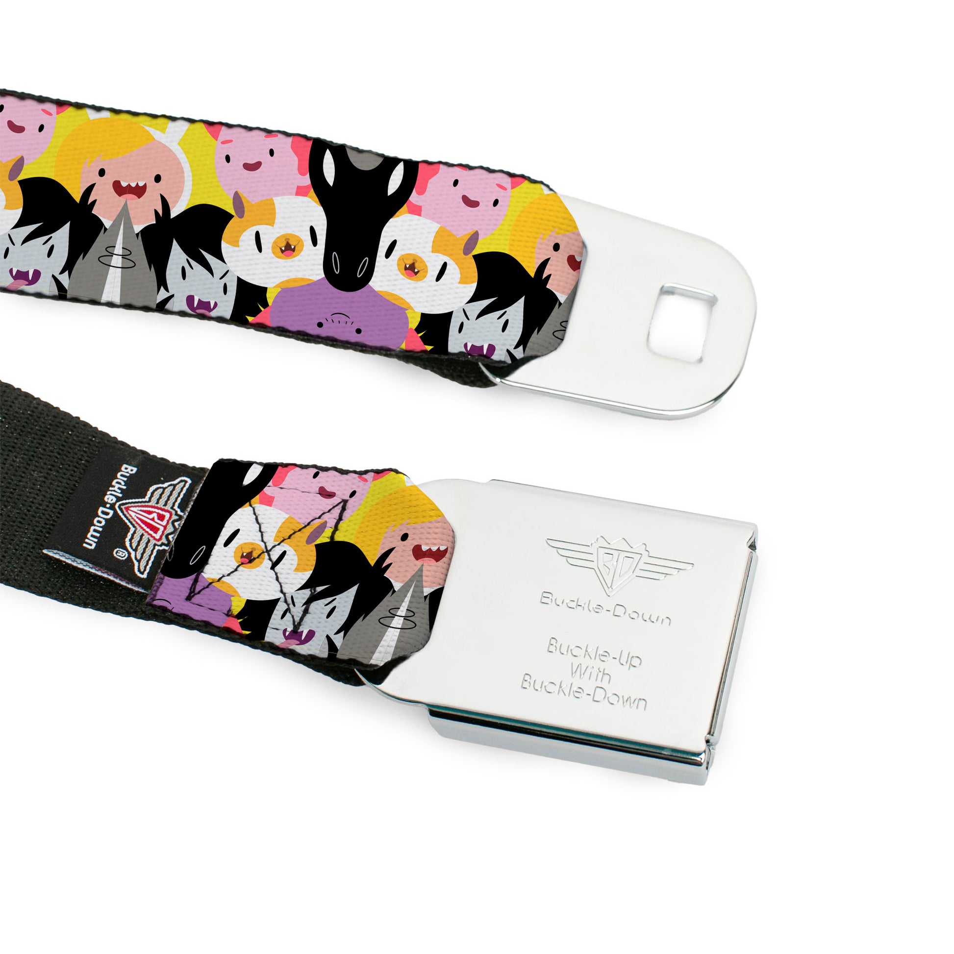 ADVENTURE TIME Title Logo Full Color Lavender/White Seatbelt Belt - Adventure Time Characters Stacked Webbing Seatbelt Belts Cartoon Network