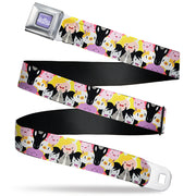 ADVENTURE TIME Title Logo Full Color Lavender/White Seatbelt Belt - Adventure Time Characters Stacked Webbing Seatbelt Belts Cartoon Network