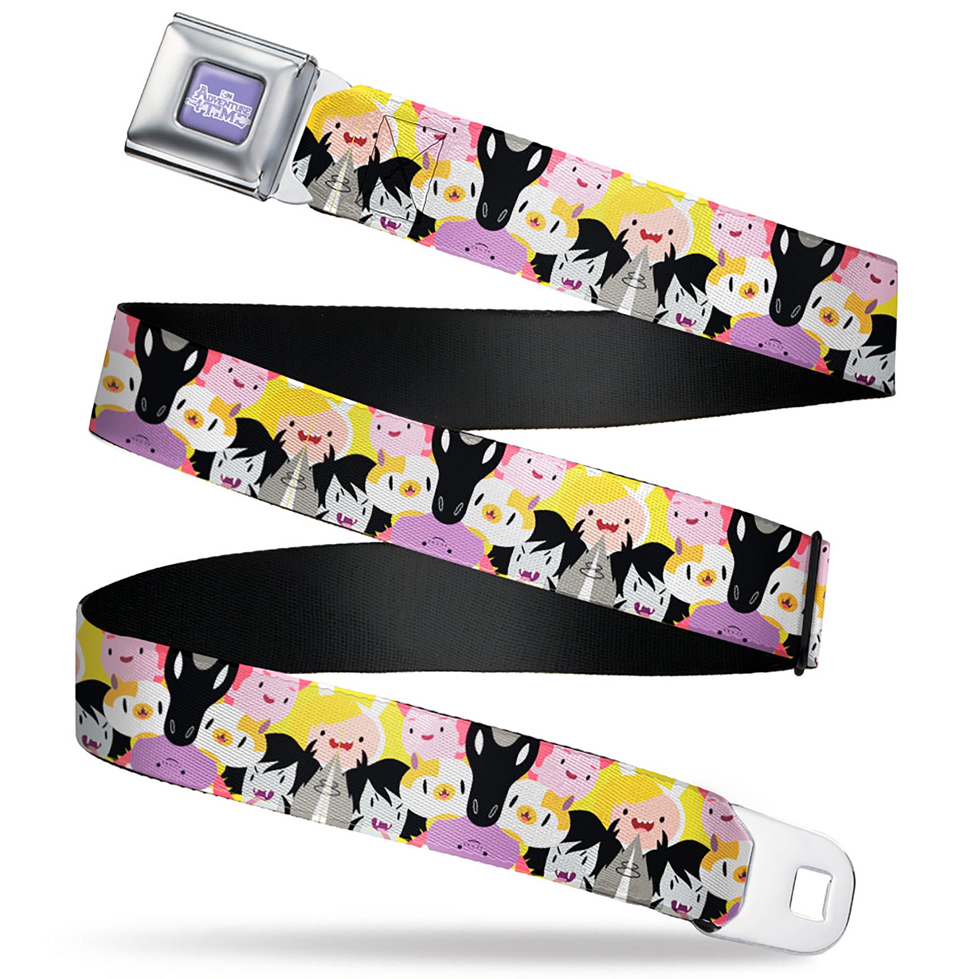 ADVENTURE TIME Title Logo Full Color Lavender/White Seatbelt Belt - Adventure Time Characters Stacked Webbing Seatbelt Belts Cartoon Network