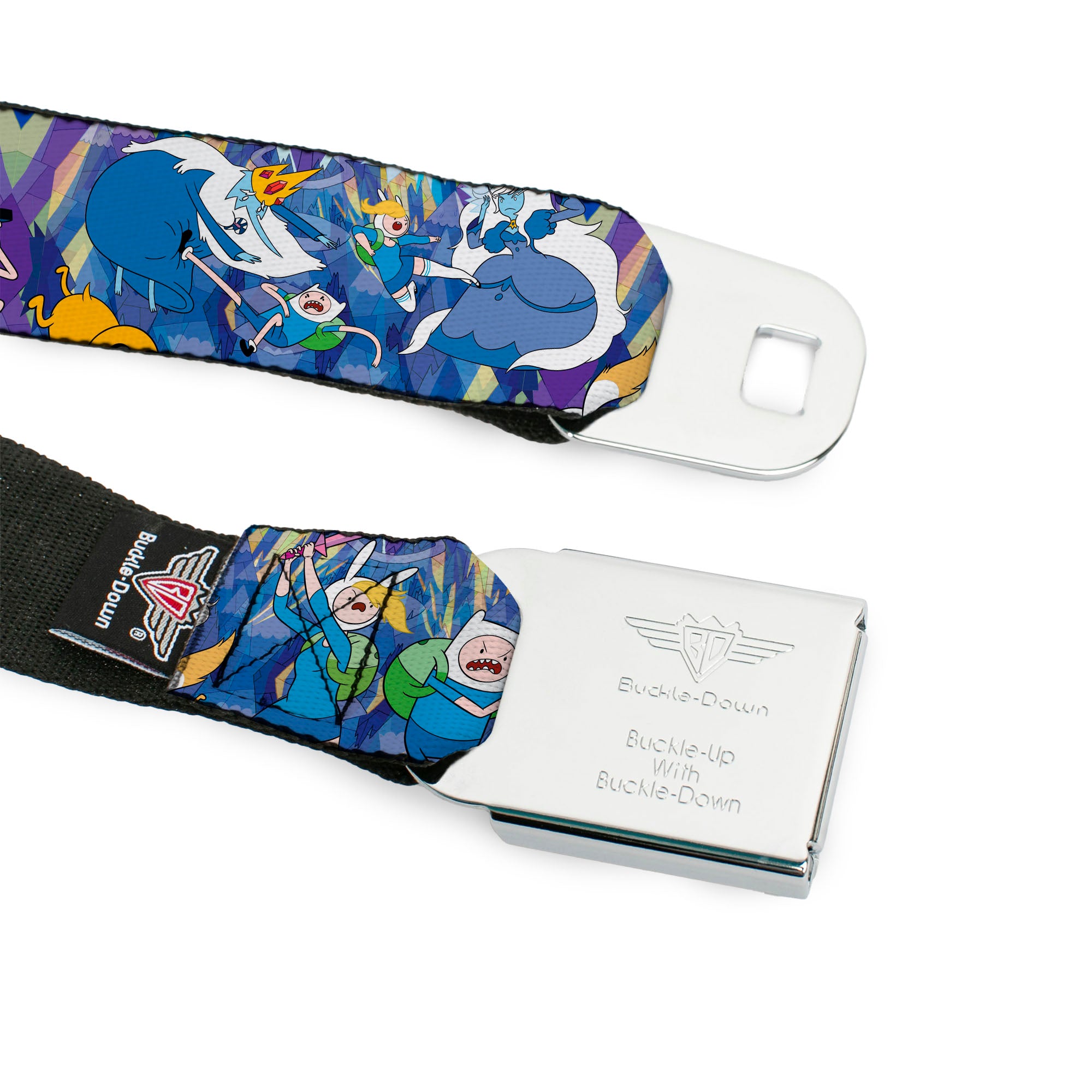 ADVENTURE TIME Title Logo Full Color Blue Seatbelt Belt - Adventure Time Finn Jake and Fionna Cake Ice Kingdom Battle Blues Webbing Seatbelt Belts Cartoon Network