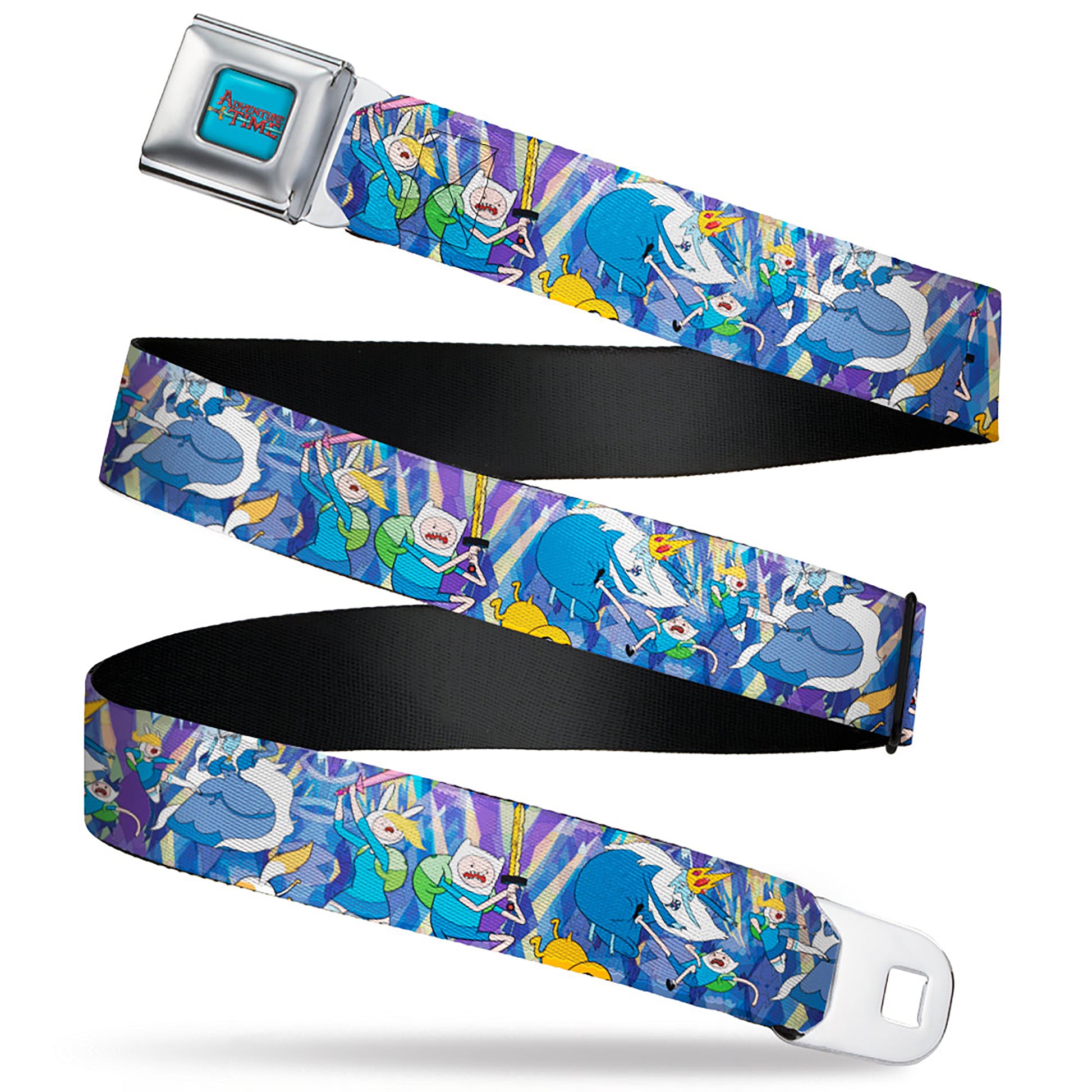 ADVENTURE TIME Title Logo Full Color Blue Seatbelt Belt - Adventure Time Finn Jake and Fionna Cake Ice Kingdom Battle Blues Webbing Seatbelt Belts Cartoon Network
