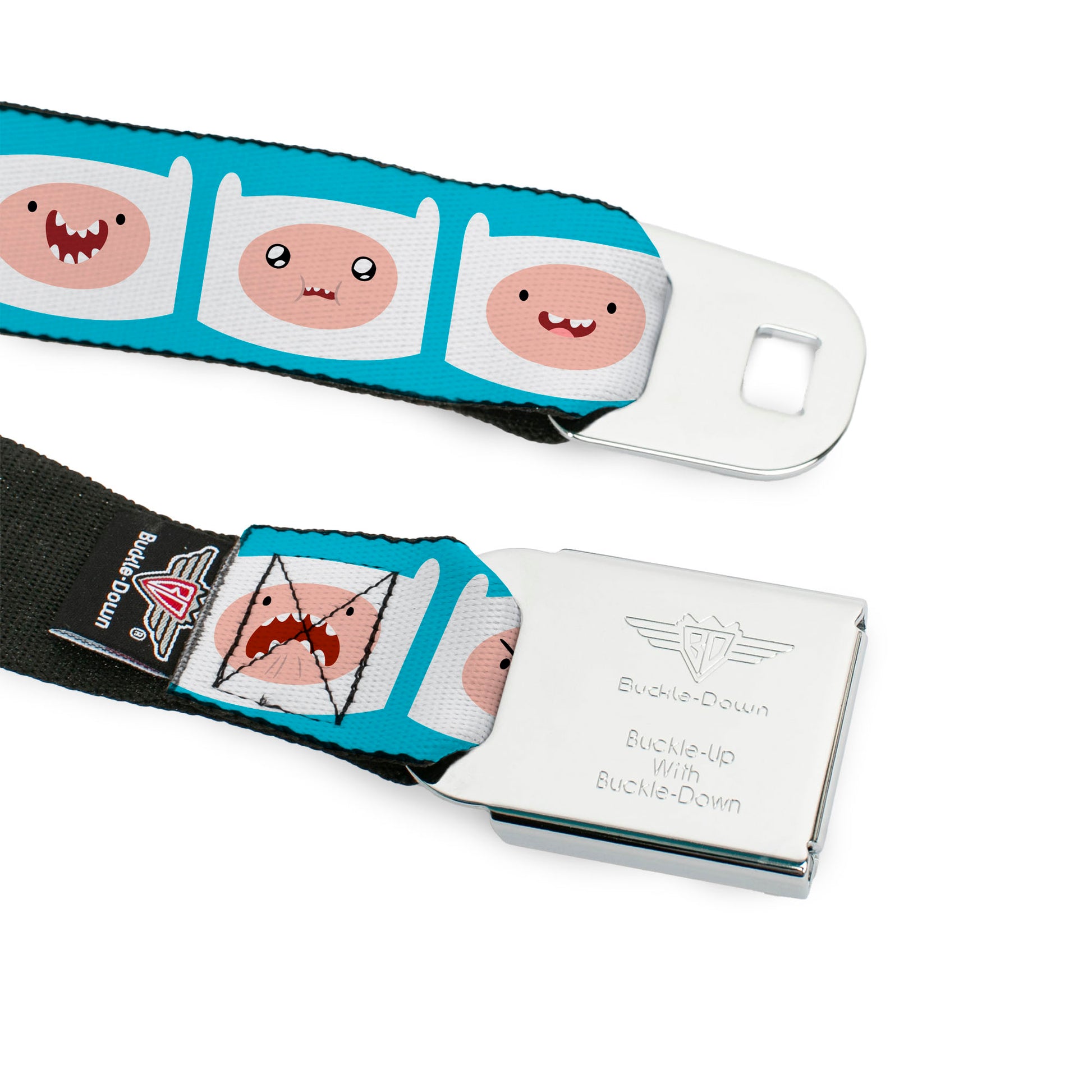 ADVENTURE TIME Title Logo Full Color Blue/White Seatbelt Belt - Adventure Time Finn Expressions Blue Webbing Seatbelt Belts Adventure Time