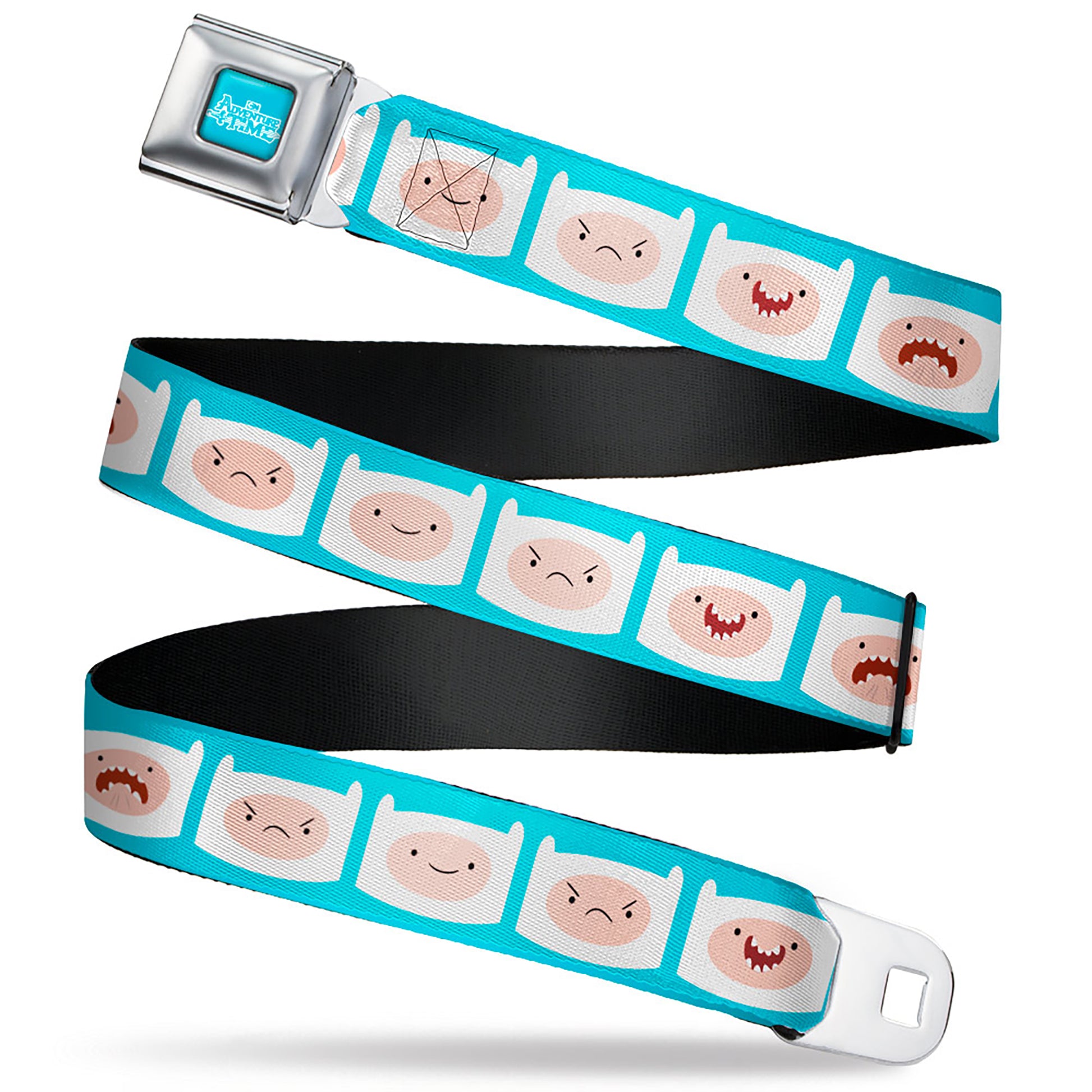 ADVENTURE TIME Title Logo Full Color Blue/White Seatbelt Belt - Adventure Time Finn Expressions Blue Webbing Seatbelt Belts Adventure Time