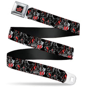 Adventure Time Marceline THE VAMPIRE QUEEN Title Logo Full Color Black/White/Red Seatbelt Belt - Adventure Time Marceline LIVE AT THE NIGHTOSPHERE Pose Black/White/Red Webbing Seatbelt Belts Cartoon Network