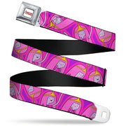 ADVENTURE TIME Title Logo Full Color White Seatbelt Belt - Adventure Time Princess Bubblegum Poses Collage Lavender Webbing Seatbelt Belts Adventure Time