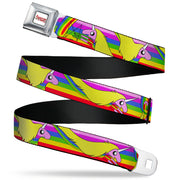 ADVENTURE TIME Title Logo Full Color White Seatbelt Belt - Adventure Time Lady Raincorn Poses Stripe Rainbow Webbing Seatbelt Belts Adventure Time