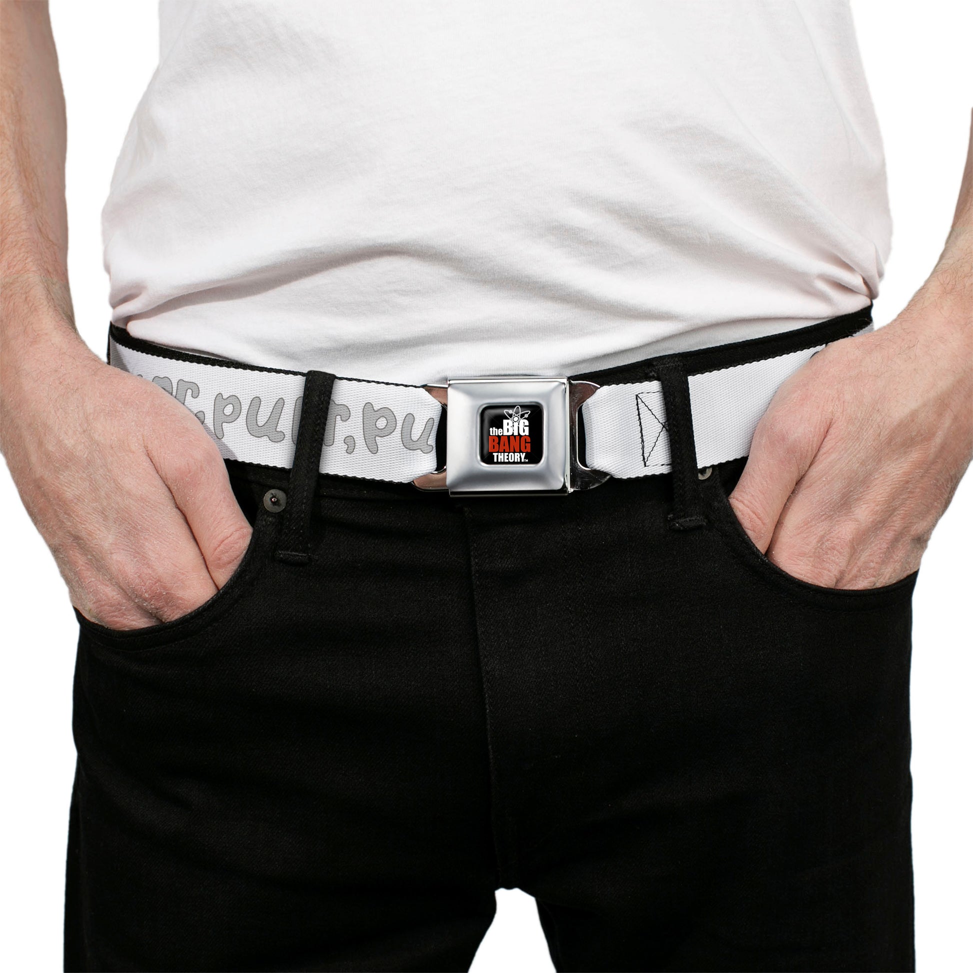 THE BIG BANG THEORY Full Color Black White Red Seatbelt Belt - Soft Kitty PURR, PURR, PURR Webbing Seatbelt Belts The Big Bang Theory