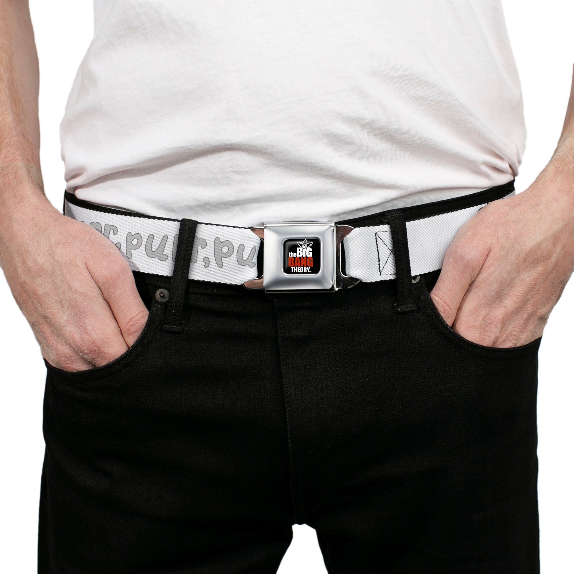THE BIG BANG THEORY Full Color Black White Red Seatbelt Belt - Soft Kitty PURR, PURR, PURR Webbing Seatbelt Belts The Big Bang Theory