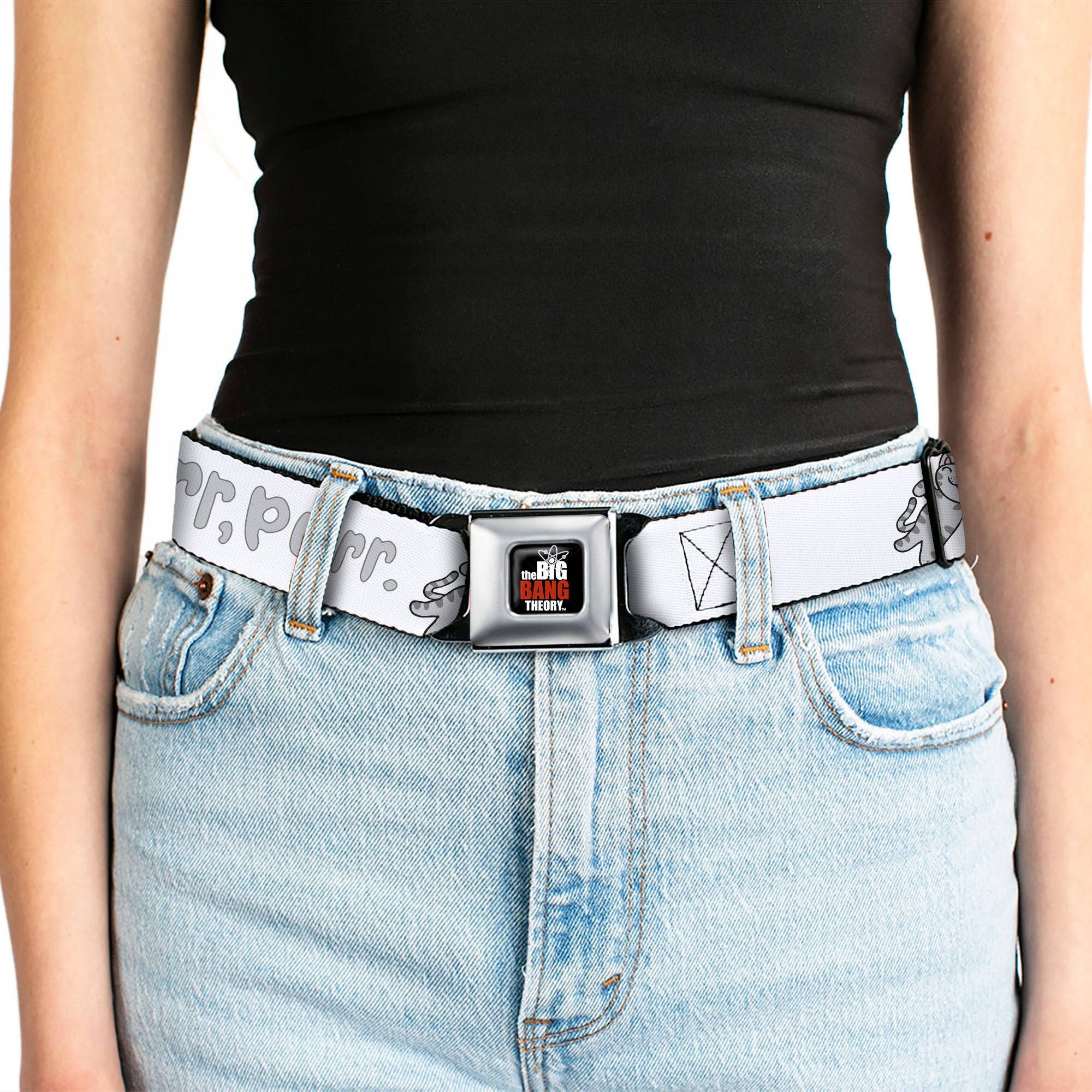 THE BIG BANG THEORY Full Color Black White Red Seatbelt Belt - Soft Kitty PURR, PURR, PURR Webbing Seatbelt Belts The Big Bang Theory