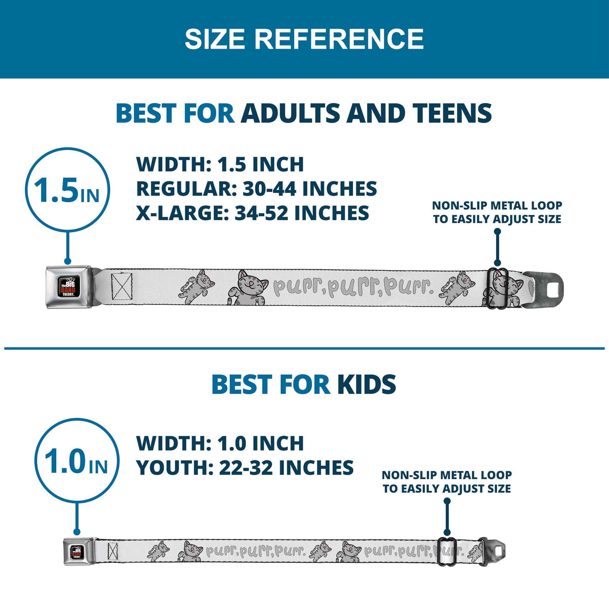 THE BIG BANG THEORY Full Color Black White Red Seatbelt Belt - Soft Kitty PURR, PURR, PURR Webbing Seatbelt Belts The Big Bang Theory